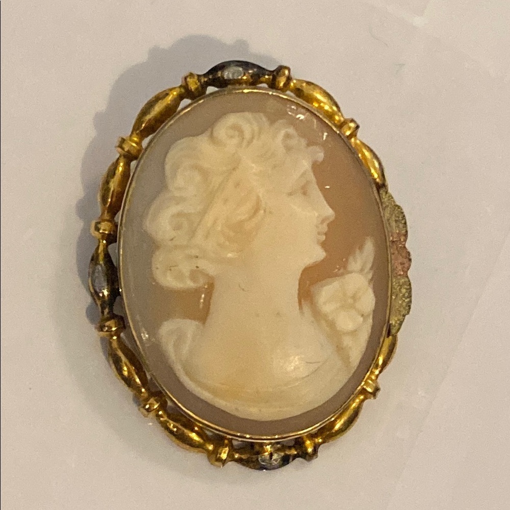 Vintage 12K Gold filled Cameo Brooch/ Pendant Hand Carved AD Marked - Picture 14 of 15
